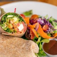 Protein Veggie Wrap · Fresh broccoli, bell pepper, onions, lettuce, tomato, avocado, feta cheese, tofu, and our fa...