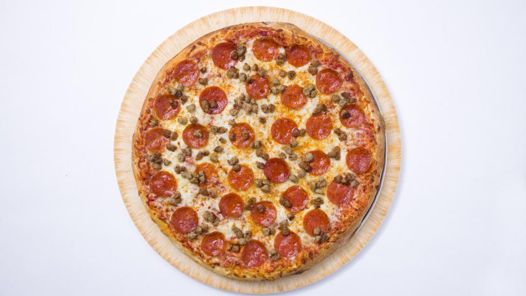 Large Pepperoni Sausage Pizza · (Ten slices) pizza sauce, mozzarella, pepperoni and sausage