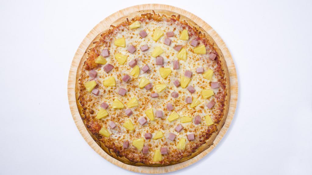 Large Thin Crust Hawaiian Pizza · (Ten slices) pizza sauce, mozzarella, diced ham, and pineapple