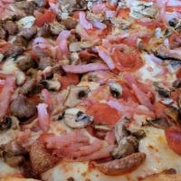 Large Pepperoni And Mushroom Pizza · (10 slices) Pizza sauce, mozzarella, pepperoni, and mushroom