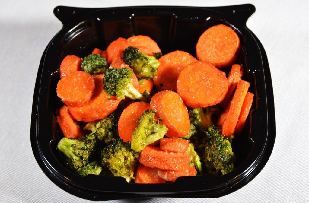 Mixed Vegetables · Gluten-Free, Vegetarian. Broccoli and carrot mixed with garlic butter