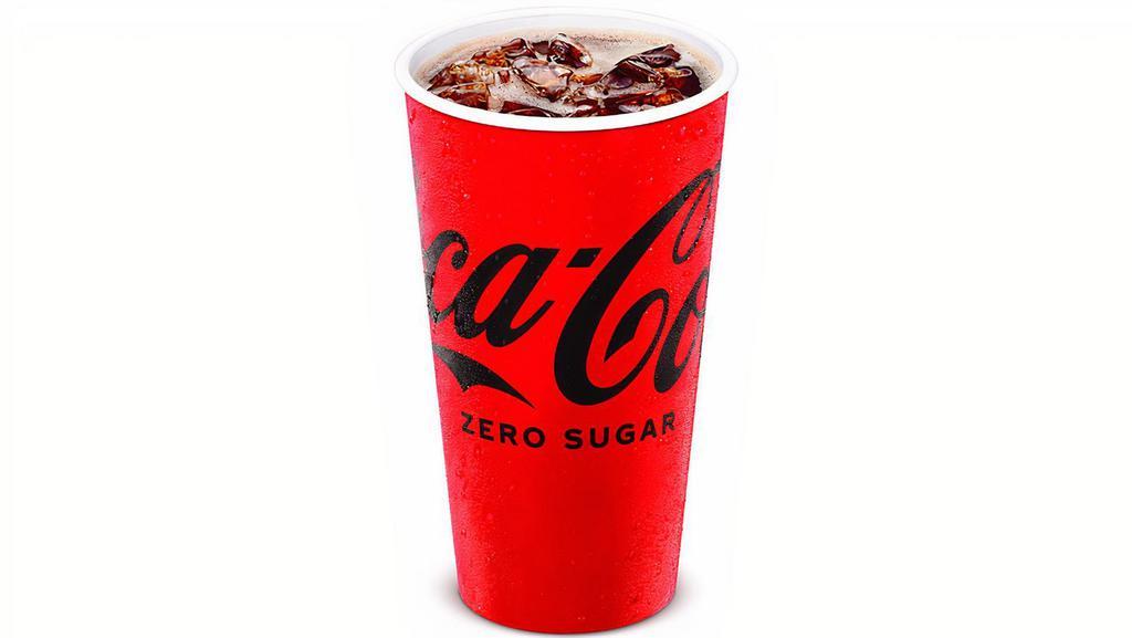 Coca-Cola Zero Sugar  · 16oz cup
Great Coca-Cola taste, zero sugar
Soda. Pop. Soft drink. Sparkling beverage. Whatever you call it, nothing compares to the refreshing, crisp taste of Coca-Cola Zero Sugar. Enjoy with friends, on the go or with a meal. Whatever the occasion, wherever you are, Coca-Cola Zero Sugar makes life’s special moments a little bit better. Every sip, every “ahhh,” every smile—find that feeling with Coca-Cola Zero Sugar. Best enjoyed ice-cold for maximum refreshment. Grab a Coca-Cola Zero Sugar, take a sip and find your “ahhh” moment. Enjoy Coca-Cola Zero Sugar.