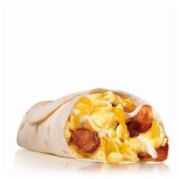 Bacon, Egg, And Cheese Burrito · Crispy bacon, scrambled eggs, shredded cheese, wrapped in a warm flour tortilla.. Breakfast ...