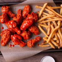 8 Wing Combo · Eight antibiotic free wings fried to a crisp, with your choice of one flavor, of one side, o...