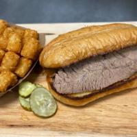 Tri-Tip Sammich · Smoked Tri-Tip served on a butter toasted Pyrenees roll, served with one side.