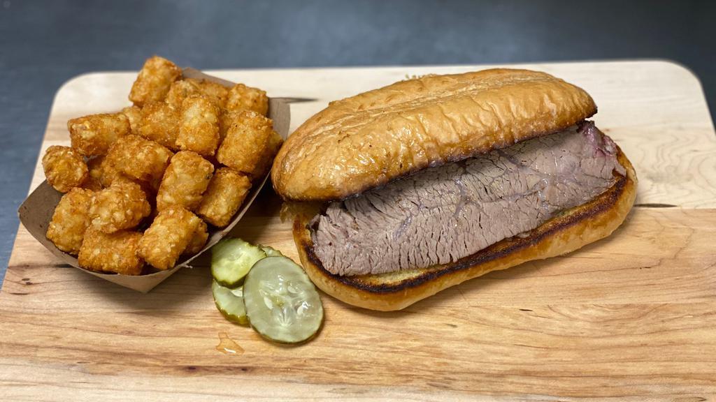 Tri-Tip Sammich · Smoked Tri-Tip served on a butter toasted Pyrenees roll, served with one side.