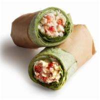Sandwiches & Wraps|Egg White Pesto Wrap · Protein packed egg whites combined with a pesto cream cheese spread, roasted tomatoes, and m...