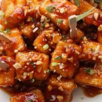Bh Fried Tofu · Potato starch fried tofu with choice of your sauce.(gluten free)