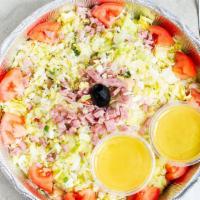 Chopped · Lettuce, tomatoes, salami, primavera garbanzo beans & mozzarella.