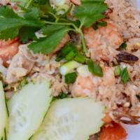 Fried Rice Dishes · Your choice of protein stir-fried rice with jasmine rice, egg, carrot, onion, tomato, and sc...