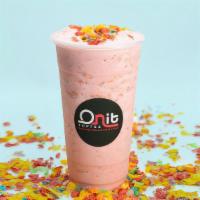 Fruity Pebble Protein Shake · Blended fruity pebbles with your choice of milk and with either whey or plantbased protein

...