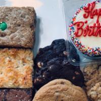 Celebration Box · One happy birthday cupcake, 10 assorted cookies and 4 assorted bars wrapped in a gable box w...