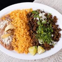 Small Combination Plate · Beans | Rice | Cilantro | Onions | 4 Homemade Tortillas | Side of Small Chips & Salsa | Choi...