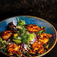 Grilled Shrimp Salad · Grilled Shrimp, Mixed Greens, BBQ Sauce, Buttermilk Ranch