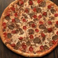 Triboro · Flippin' pizza sauce, 100% whole milk mozzarella, pepperoni, meatballs and sausage.