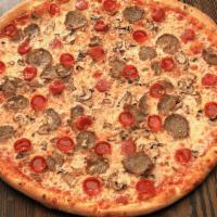 Brooklyn · Flippin' pizza sauce, 100% whole milk mozzarella, pepperoni, meatballs, sliced mushrooms and...