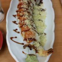 Fire Cracker 8Pc · Shrimp tempura, crab meat, avocado, cucumber, spicy tuna, crunch, eel sauce.