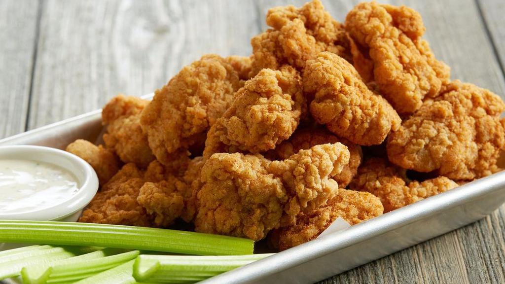 Boneless Wings · A mound of all-white-meat boneless wings with your choice of one of our superb sauces or dry rubs.  Served with celery sticks and creamy ranch for dipping.