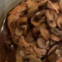 Pollo Marsala · Favorite. Chicken sautéed with wild mushrooms in a Marsala wine sauce. Served with mashed po...