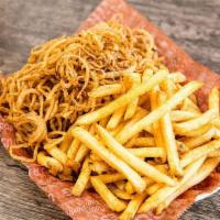 Famous Shredded Onions & Fries · Famous Shredded Onions with WR Fries or Sweet Potato Fries.