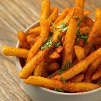 Fries · Seasoned with our house spicy salt mix and cilantro