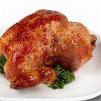 Whole Chicken · Our delectably savory Rotisserie Chicken, served with 2 fresh pita breads and 4 creamy Garli...