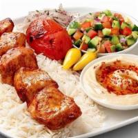 Chicken Kabob Plate · Your choice of 1 or 2 skewers crafted with fresh boneless chicken spit-roasted to perfection...