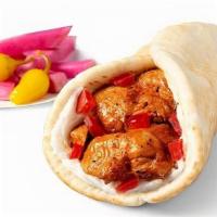 Chicken Kabob Wrap · Crafted with fresh boneless chicken, spit-roasted to perfection, marinated in a herb bath us...