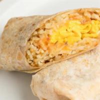 Egg Breakfast Burrito · The Egg Breakfast Burrito includes 
3 scrambled eggs,  
Crispy Hashbrowns,
Shredded Cheddar ...