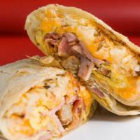Breakfast Burrito · Choose from bacon, sausage or ham.