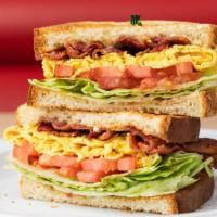 Bacon & Egg Sandwich · Bacon and Egg Sandwich includes: 

Crispy Bacon
3 CA Fresh Eggs
Lettuce, 
Tomatoes,
Mayonnai...