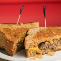 Patty Melt · Patty Melt includes:

Grilled Rye Toast,
Burger Patty,
Grilled Onions,
2 Slices American Che...