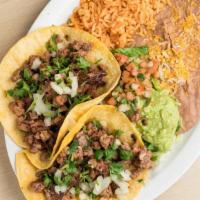 Tacos · Your Choice of 

Carne Asada, 
Grilled Chicken 
or Breaded Fish Taco. 

Homemade Red Salsa o...