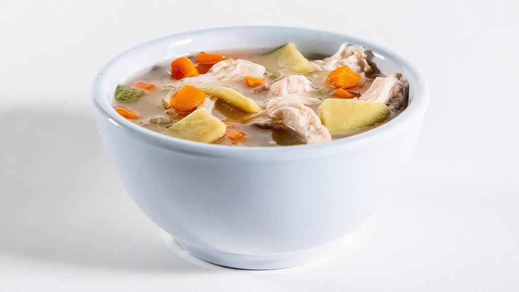 Rotisserie Chicken Noodle Soup · Life’s too short to save a soup like this for sick days. Real pieces of all-natural rotisserie chicken and garden vegetables in a rich broth surrounded by dumpling-style noodles for a soup so savory you’ll use any excuse to enjoy it.