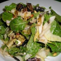 Arugula & Fig Salad · Arugula & Endive Lettuces, Dried Figs, Toasted Hazelnuts, Caramelized Onions, Goat Cheese & ...