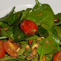 Vegan - Spinach, Pine Nuts & Fresh Basil Salad · Chopped Shallots, Cherry Tomatoes, & our Honey Balsamic Vinaigrette