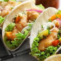 3 Fish Tacos · Your choice of crispy or soft taco with grilled fish, toppings and 24 ounce drink.