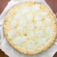 White Pizza · Ricotta, provolone, mozzarella, and parmesan cheeses with or without sun-dried tomatoes.