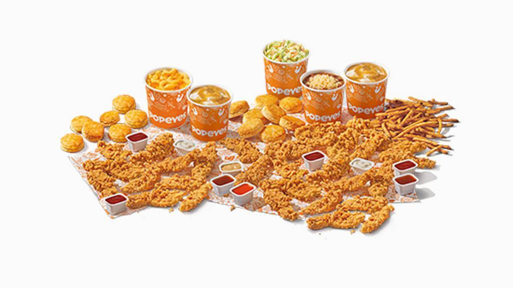 Handcrafted Tenders (20 Pcs) · Includes three large signature sides and eight hot buttermilk biscuits and seven sauces.