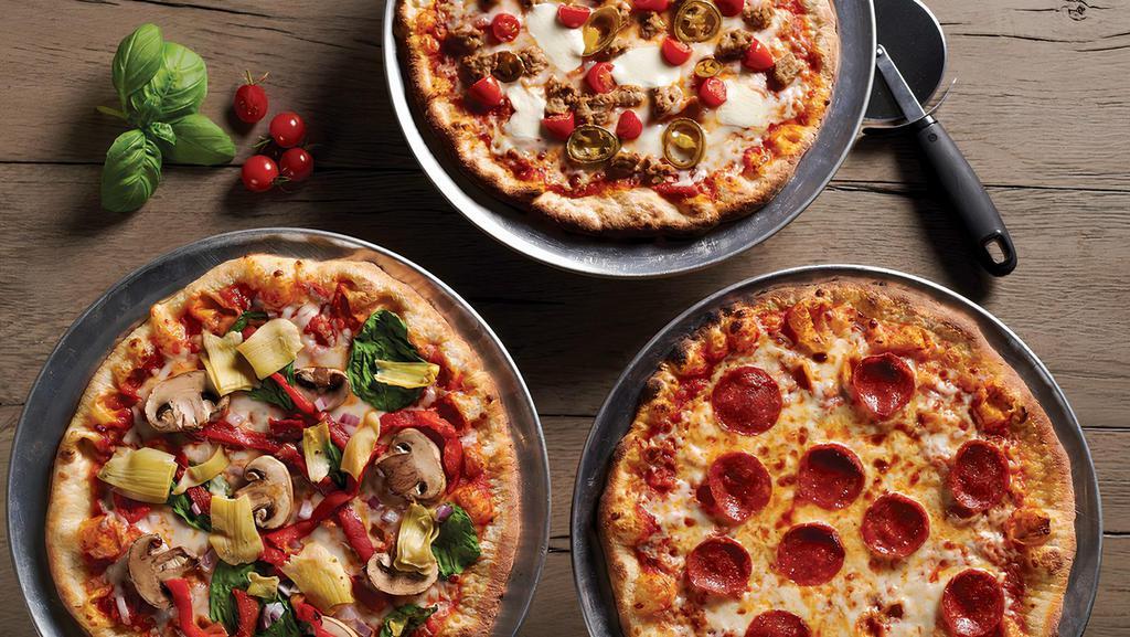 Create Your Own Artisan Pizza · Select your crust, sauce and toppings.