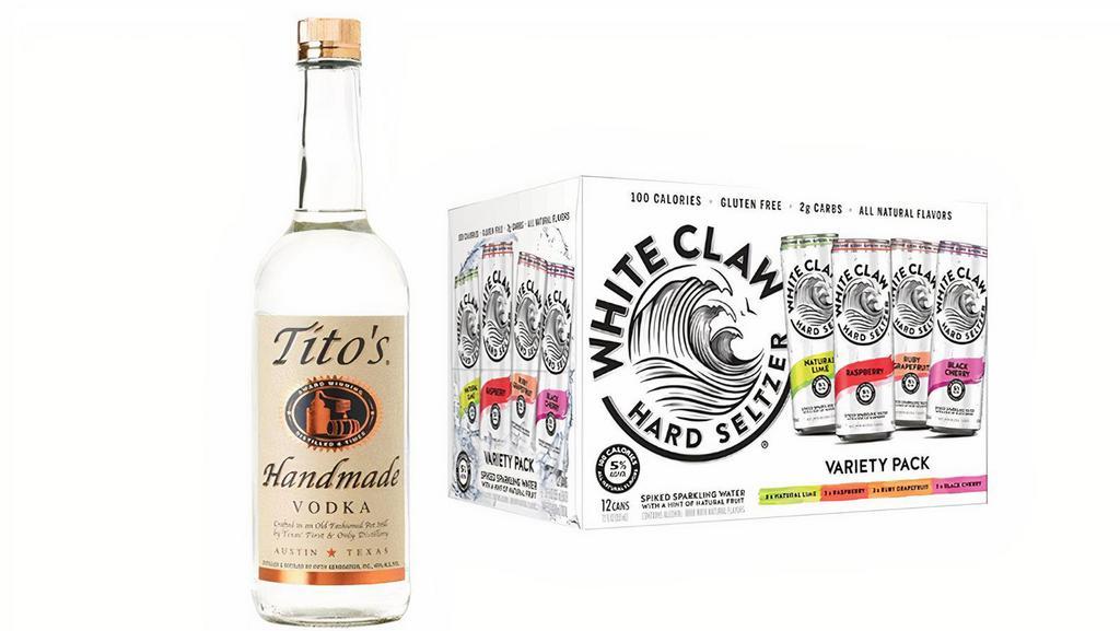 Party On! 🥳 · Tito's Vodka 750ml, 12 Pack White Claw Variety Pack.