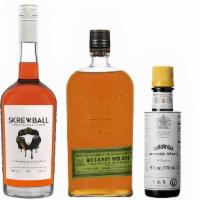 Peanut Butter Old Fashioned · Skrewball Whiskey, 750ml, Bulleit Rye Whiskey 750ml, and small Angostura Bitters.