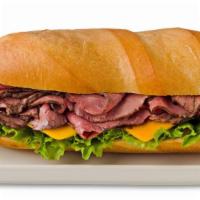 Roast Beef And Cheese  · Roast beef and cheese on a french roll.