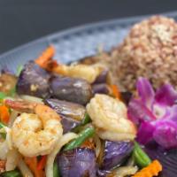  Eggplant Lover · Sautéed eggplant, bell peppers, green bean, onions, carrots, crushed chili and basil in our ...