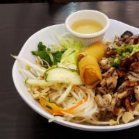 Chicken(White Meat) Vermicelli · grilled chicken with vegetables and egg roll.