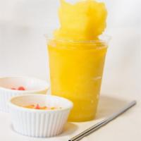 Mango Slush · Mango flavor sweetened with sugar and ice. Blended. Dairy free. Milk free.