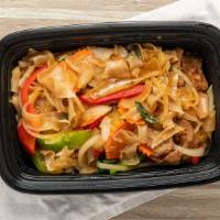 Drunken Noodles · (Spicy Noodles) Wide rice noodles stir-fried with house spicy sauce include tomatoes, onions...