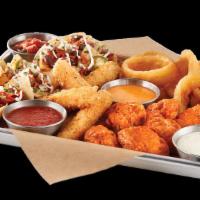 House Sampler · ULTIMATE NACHOS / BEER-BATTERED ONION RINGS / MOZZARELLA STICKS / BONELESS WINGS / CHOICE OF...