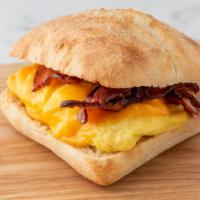 Bacon, Egg & Cheese Sandwich · Served on country rustic bread.
