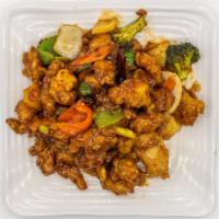 General Chicken · Spicy. Crispy breaded chicken with broccoli, bell peppers, onion and pineapple glazed with a...